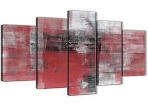 5 Panel Red Black White Painting Abstract Living Room Canvas Art - 5397 - 160cm - Picture 1 of 5