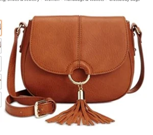 INC International Concepts Emersonn Cognac Saddle Bag Crossbody Purse Handbag