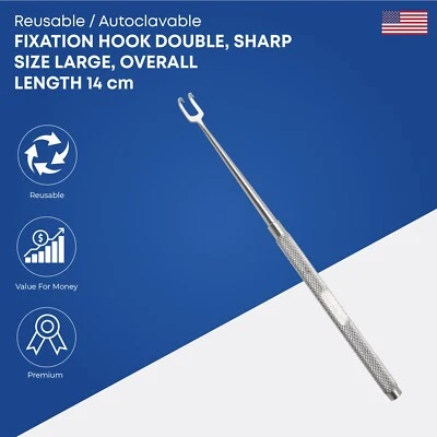 Skin Hook Double Sharp Large 14 cm Fixation Hook  Surgical Instruments - Image 1 of 2