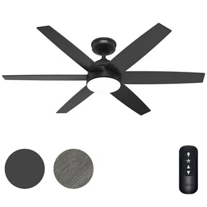 Hunter Fan 52 inch Casual Matte Black Ceiling Fan with LED light Kit and Remote - Picture 1 of 11