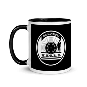 Taza de bebidas negra Man From Uncle con mango de color e interior - Imagen 1 de 13