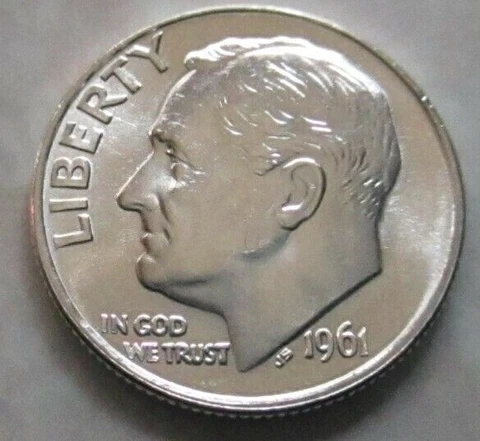 1961-P Gem BU+ Silver Roosevelt Dime from Original Bank Roll *BEAUTIFUL COINS!!* Cover