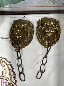 2 antike Messing Ormolu Möbelbeschläge viktorianische Löwenkopfhalterung - Bild 1 von 16