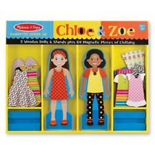 Chloe & Zoe - Magnetic Dress Up Wooden Dolls plus 64 Pieces of Clothing NEW