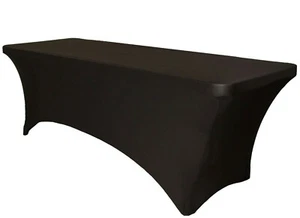 Spandex Tablecloth-Fitted & Stylish for Any Occasion-6FT(180CM)-Black(Rectangle) - Picture 1 of 5