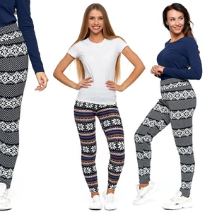 Damen Winter Thermo-Leggings gefüttert Weihnachten Hoch-Bund Norweger Look Moraj - Bild 1 von 27