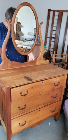Antique Dresser with Mirror Cover