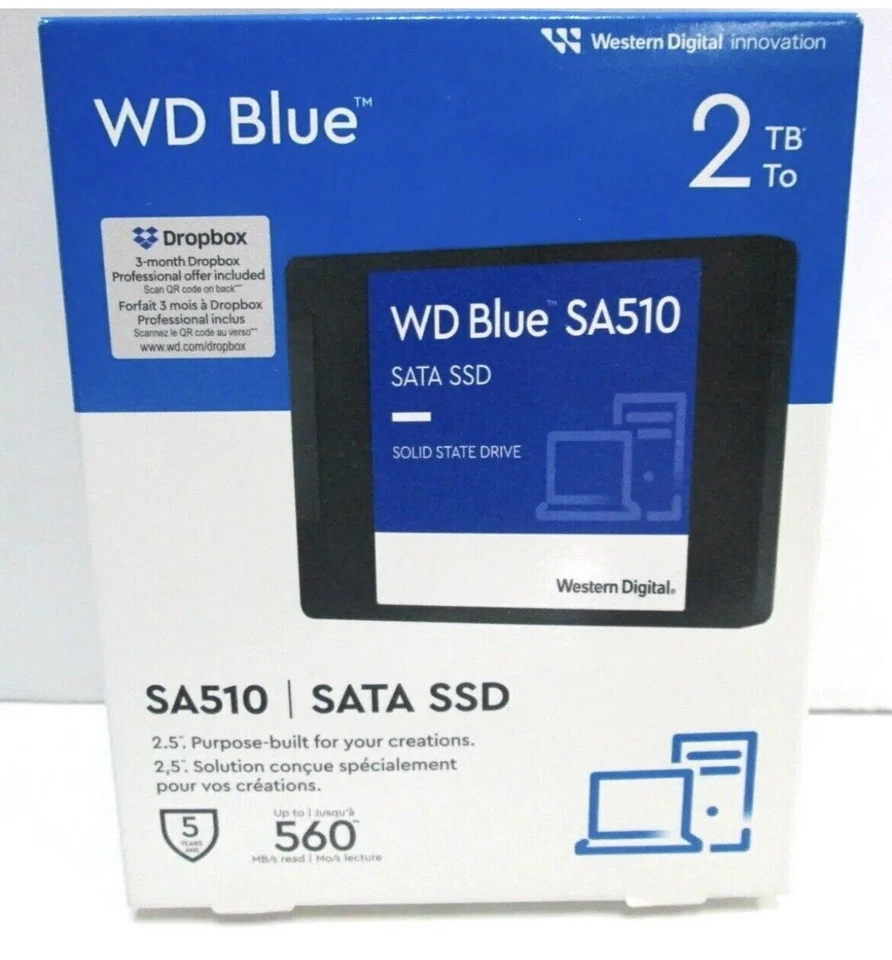 Western Digital Blue 2TB 520Mb Internal Solid State Drive - Blue (WDS200T3B0A) - Image 1 of 1