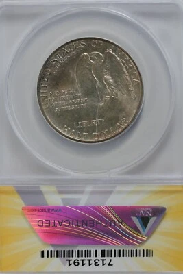 1925  .50  ANACS   MS 63  STONE MOUNTAIN   Classic Silver Commemorative  - Image 1 of 2