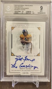 2016 National Treasures Brett Favre Notable Nicknames Auto #13/25 BGS 9 Auto 10