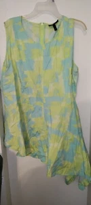 Lane Bryant Gr. 4X 26 blau grün Tunika Tanktop drapiert lange Seite ärmellos Shirt - Bild 1 von 4