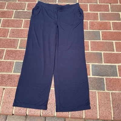 Pantalones de salón Pure J.Jill Eco-Terry azul jersey suave tejido elástico talla L Foto 1 de 4