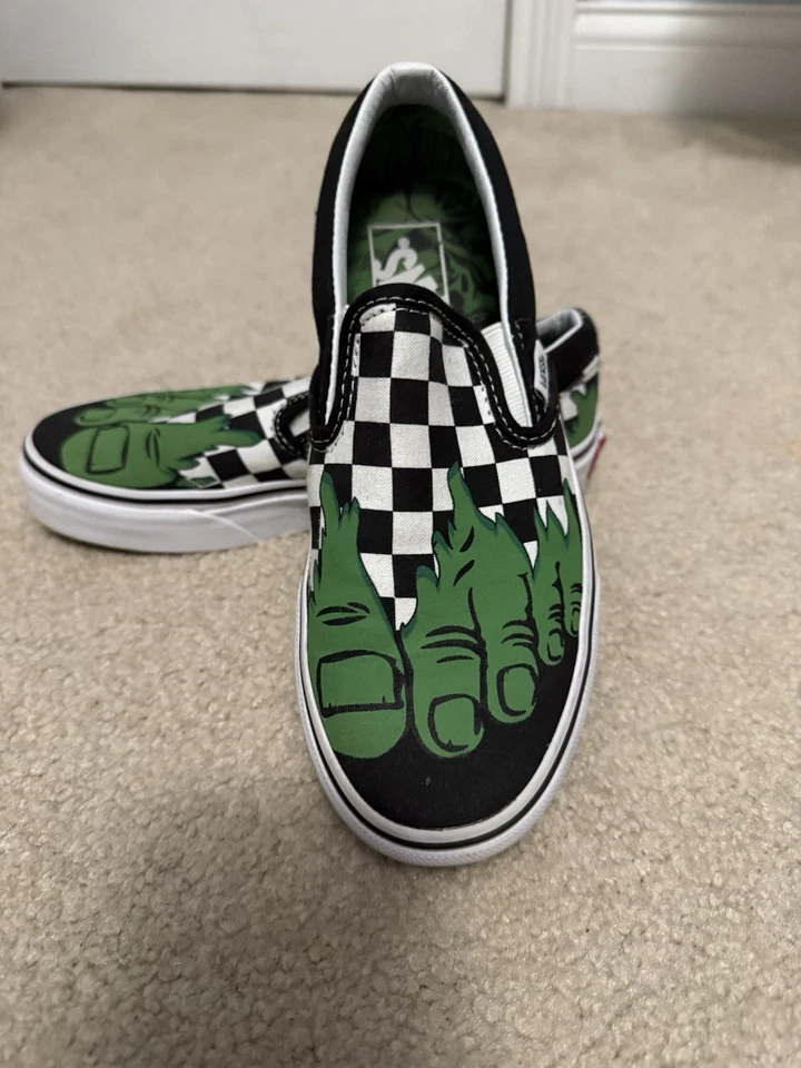Zapato sin cordones Vans Kids X-Marvel Hulk Toes a cuadros talla 4 Foto 1 de 4