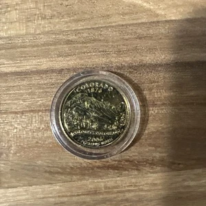 2006 Denver Mint 24K Gold Plated State Quarter 25c Coin in Capsule Colorado UNC - Picture 1 of 2