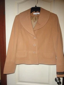 MUJER DE COLECCIÓN HARVE BENARD LANA NAILON CACHEMIR BLAZER/CHAQUETA MARRÓN CAMEL TALLA 8 - Imagen 1 de 10