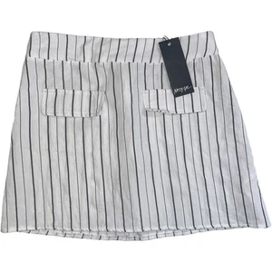 NWT Nasty gal Out Of Stripes High-Waisted Mini Skirt Woman's size 4 white/gray - Picture 1 of 14