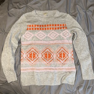 J.Crew Fair Isle Crewneck Sweater Heather Dove Pink Wool Blend Size S - Picture 1 of 6
