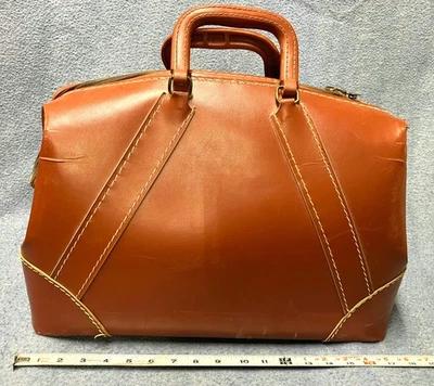 faux fake Leather Doctors Bag Duffle Satchel ~~ has tricky zipper!!!!  needs TLC - Изображение 1 из 4