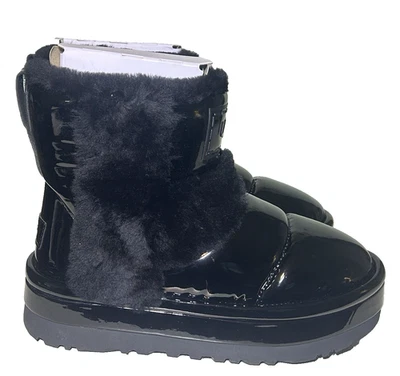 UGG Classic Chillapeak Shine Gloss Black Fur Womens Size 10 Comfort Boots Shoes - Image 1 of 4