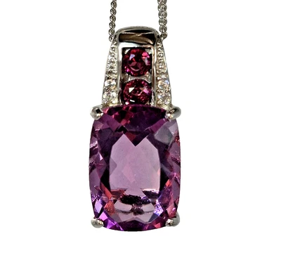Кулон из нескольких драгоценных камней виноград флюорит и 18-дюймовая цепочка из стерлингового серебра с родием - Изображение 1 из 4