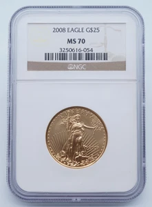 2008 $25 1/2th Troy Oz Gold American Eagle NGC MS 70 - U1707 - Picture 1 of 4