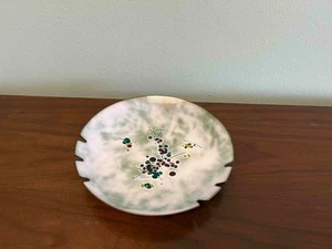 Mid Century Copper Enamel Ashtray Trinket Dish With Abstract Dot Design - Picture 1 of 10