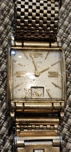 Vintage Elgin 12k Gold Filled Stretch Bracelet Band Rectangle Wrist Watch AS IS - Picture 1 of 7