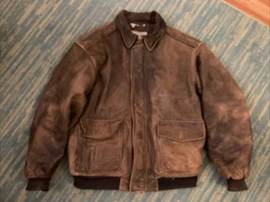 LL Bean Leather Bomber Jacket Brown Men Size XL Goatskin Regular - Picture 1 of 12