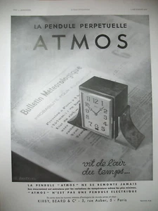 PUBLICITE DE PRESSE ATMOS PENDULE PERPETUELLE ILLUSTRATION DAMERVAL AD 1932 - Picture 1 of 1