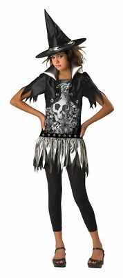 Gothic Witch Costume by InCharacter Child Size Medium 10-12 Dress Hat Leggings - Image 1 of 4