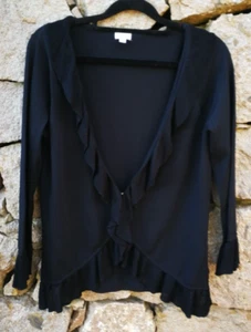 Vintage Etam Black Shrug Bolero Open Ruffle Cardigan Top XS Small Gothic - Imagen 1 de 5