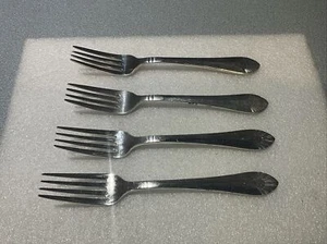 4 Dinner Forks Amsilco Manhattan World Tableware Silverplate Art Deco Chrysler - Picture 1 of 3