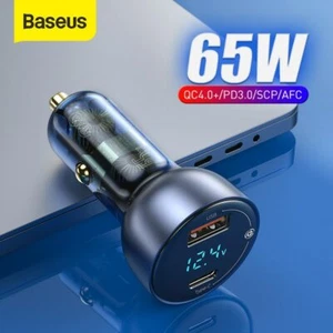 Baseus 65W PD Fast  Car Charger QC 4.0 QC 3.0 LED Display  For iPhone Sumsang - Picture 1 of 14