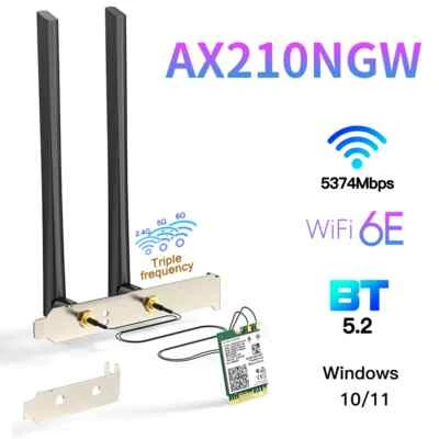 Wireless Card 5374Mbps BT5.3 Desktop Kit Antenna 802.11ax Tri-Band 2.4G/5Ghz/6G - Image 1 of 4