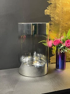 Large Silvered Glass Round Vase 40cm - Picture 1 of 4