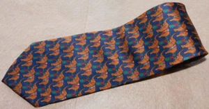 BULLOCK & JONES MADE IN FRANCE BLUE/BROWN/GREEN ELEPHANT MOTIF TIE - NECK TIES. - Picture 1 of 3