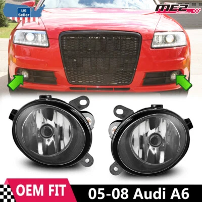 Fog Lights For 2005 2006-2008 Audi A6/A6 Quattro Clear Bumper Driving Lamps Pair - Image 1 of 4