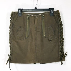 Vintage Zana Di Utility Cargo Jean Skirt Sz 3 Lace Up Zippers D-Rings Y2K 2000 - Picture 1 of 10