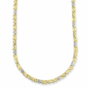 Collana Cuori e Baci Diamanti 18" Legata 1/10° Oro Giallo 10k XOXO - Foto 1 di 4