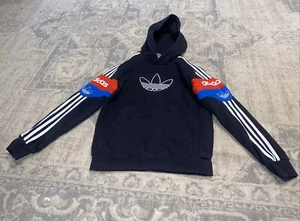 Adidas Youth Boys Sz Medium 10/12 Black Hoodie Sweatshirt 3 Stripes Black - Picture 1 of 5