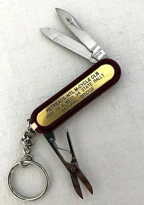 Llavero navaja de bolsillo Retreads Int'l Motorcycle Club 2003 Va, West Va State Rally Foto 1 de 2