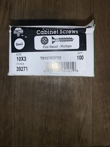Tornillos de gabinete de acero Hillman 10x3 cabeza plana Philips cantidad 100 - Imagen 1 de 1