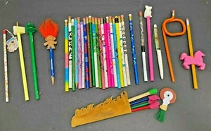 Vintage Collectable Pencil lot from the 70s/80's Pencil Toppers Pens Fuzzy  - Picture 1 of 12