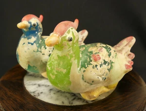 Polychrome Pair of Glass Mandarin Ducks: Chinese Wedding or Annv. Present - Picture 1 of 12