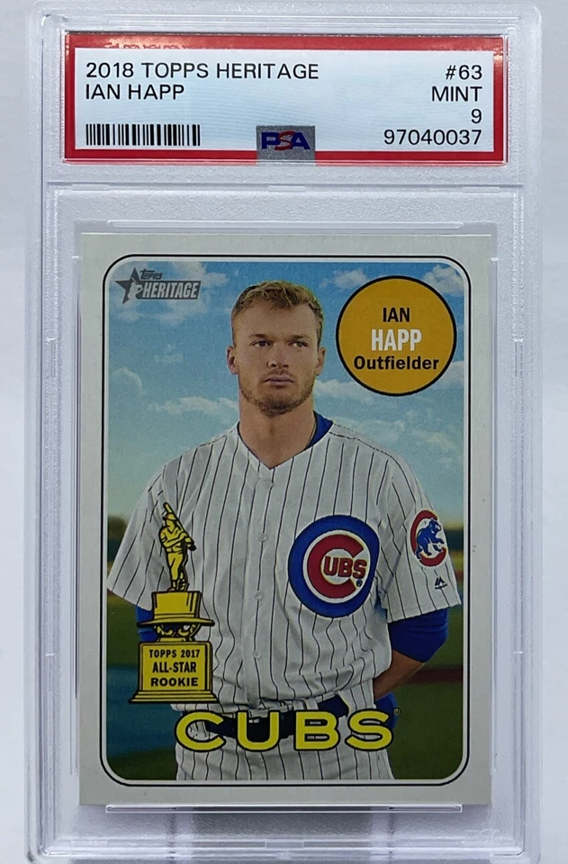 Ian Happ PSA 9 - 2018 Topps Heritage  -Cubs All-Star - Three Gold Gloves- Happer - Image 1 of 4