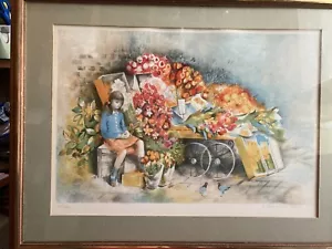 Original Lithograph signed, numbered Hilda Chancellor Pope “Flowers For Sale” - Picture 1 of 11