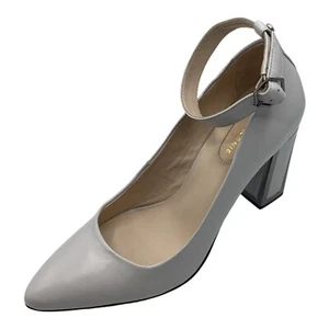 Kat Maconie Light Grey Leather High Heel Ankle Strap Court Shoes Size UK 7 New - Picture 1 of 13