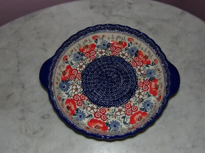 UNMARKED Polish Pottery Deep Dish Pie Baker! UNIKAT Signature Sweet Harmony Pattern!