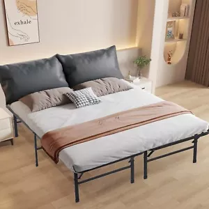 14 Inch Metal Bed Frame Folding Bed Frame Steel Slat Platform Bed Frame Mattress - Picture 1 of 7