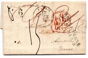 Gran Bretagna 1835 lettera piegata senza timbro messaggio completo, ad Amiens, Francia - Foto 1 di 2